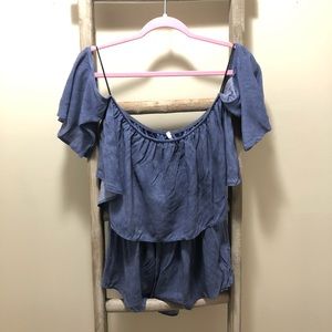 Sage Off the Shoulder Romper